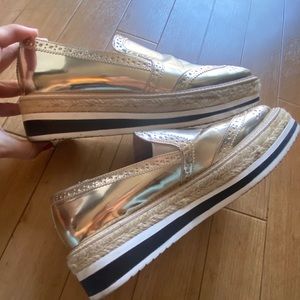 Metallic Pewter Oxford slip on by Zara